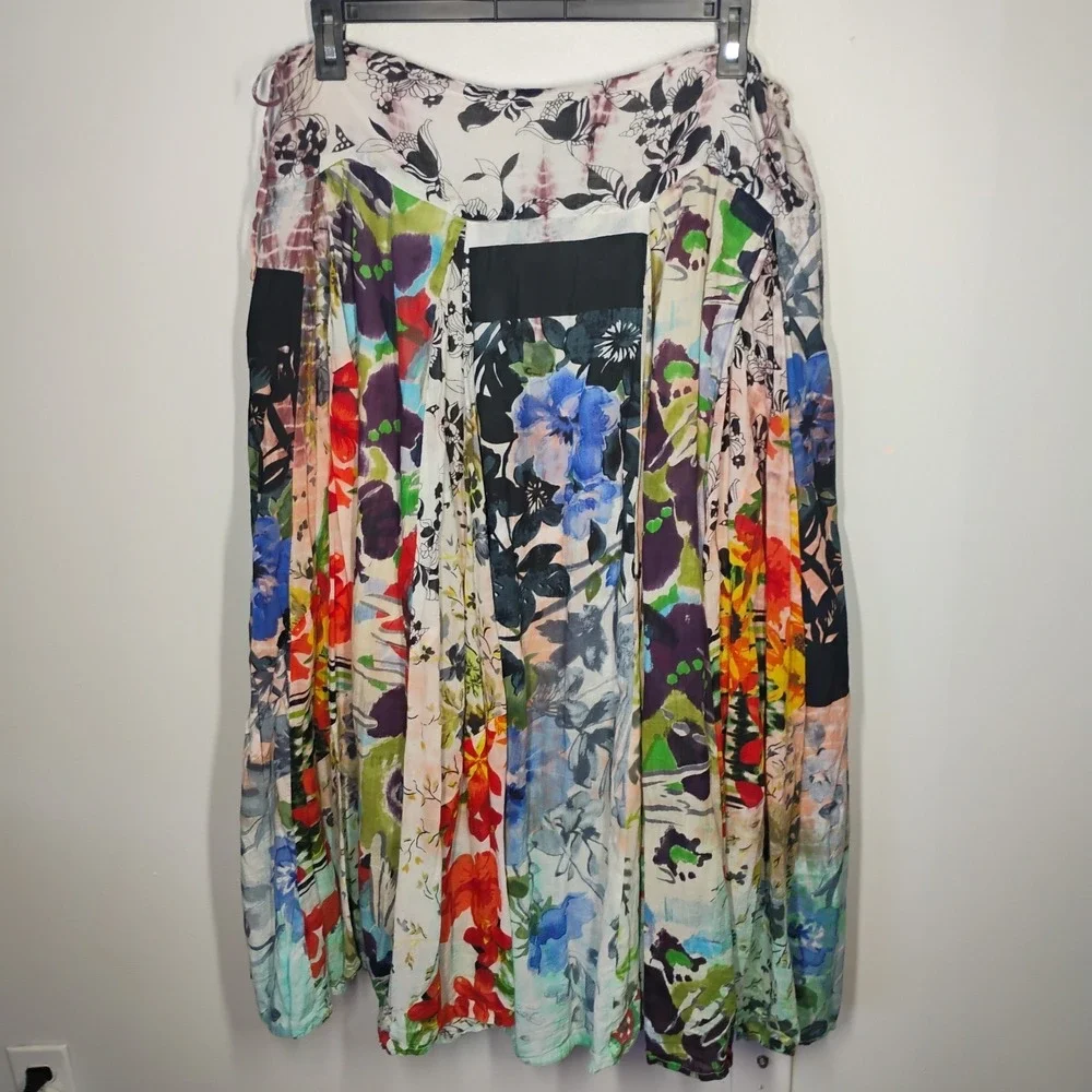 Sacred Threads Maxi Skirt Womens XL Boho Patchwork Floral Hippie Multicolor